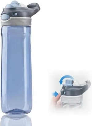 DEARART 26oz Grey Water Bottle No Straw, Clear Bottles with Handle Easy Carried, Wide Mouth AUTOSPOUT Leak Proof Locking Button Flip Up Lid, Suit Sports School Travel Office Gym etc.
