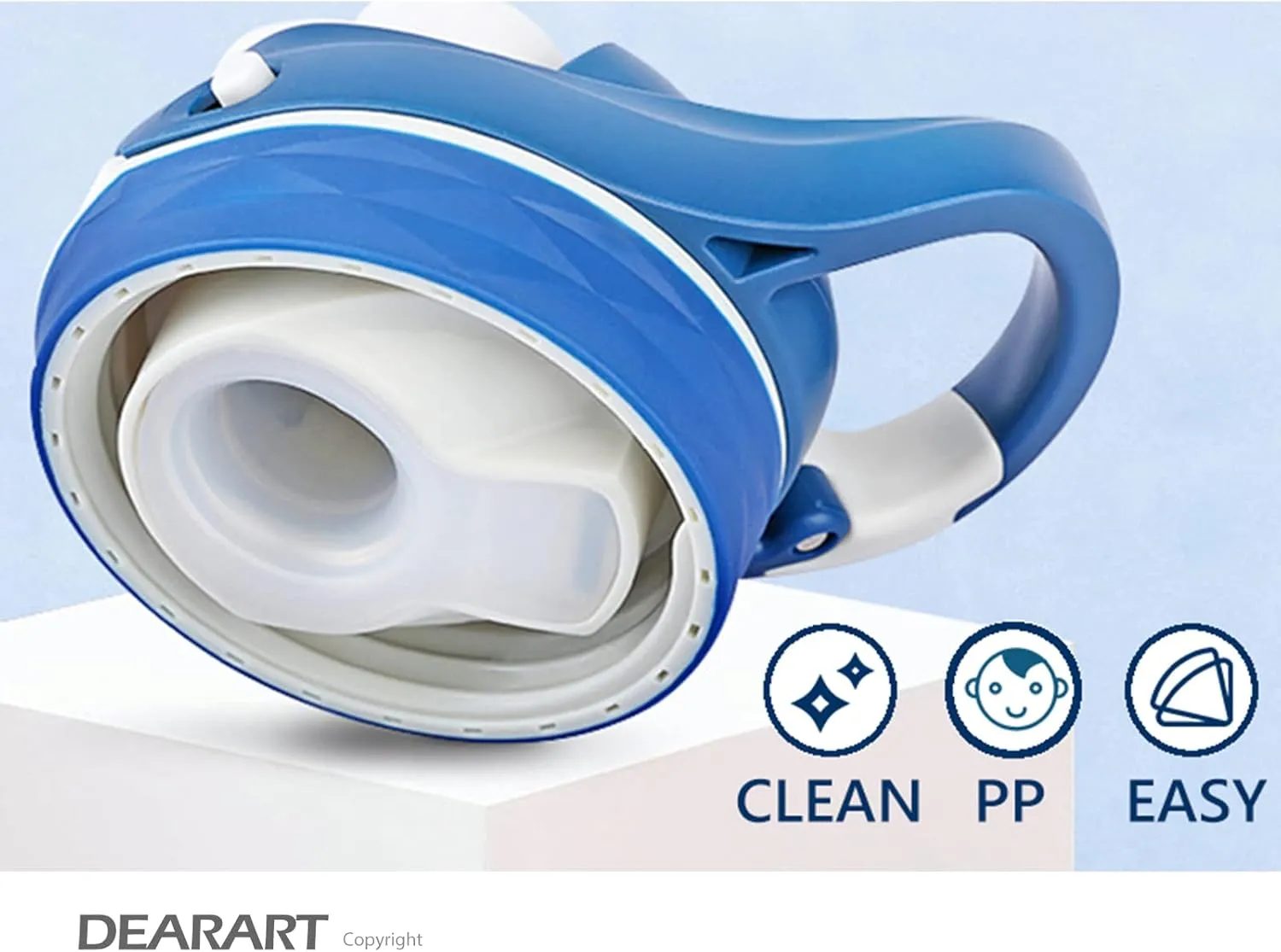 DEARART Blue Water Bottle No Straw, 100% Leakproof Clear Bottles with Handle Easy Carried, Wide Mouth AUTOSPOUT Lock Button Flip Up Lid, Suit Sports School Travel Office Gym, 26oz