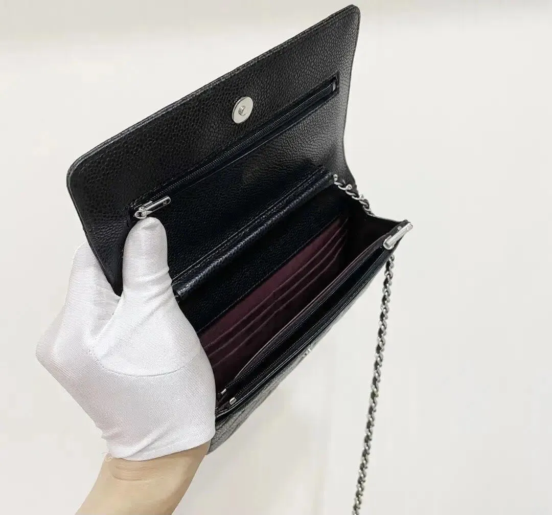 Designer Women’s Chain Wallet - Classic Mini Sheepskin Coin Purse, Luxury Leather Clutch with Gift Box, for Daily Use & Gifts
