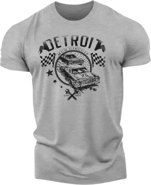 Detroit t-Shirt for Men - Mud Circuit Shirt by Detroit Rebels - Mens Vintage Racing car Detroit Tshirt