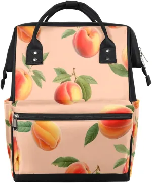 Diaper Backpack Bag for Mom Dad Men Women Unisex, Fruit Peach Back Packs Multifunction Casual Travel Backpacks Diaper Bag Daypack