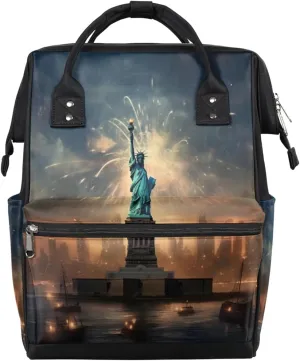 Diaper Backpack Bag for Mom Dad Men Women Unisex, Usa New York Statue Liberty Back Packs Multifunction Casual Travel Backpacks Diaper Bag Daypack