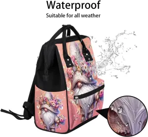 Diaper Bag Backpack Cute Unicorn Gnome Baby Bag for Boys& Girls, Waterproof Mummy Bag, Baby Nappy Changing Bags, Large Capacity Tote Handbags Casual Travel Backpacks for Mom Dad Unisex