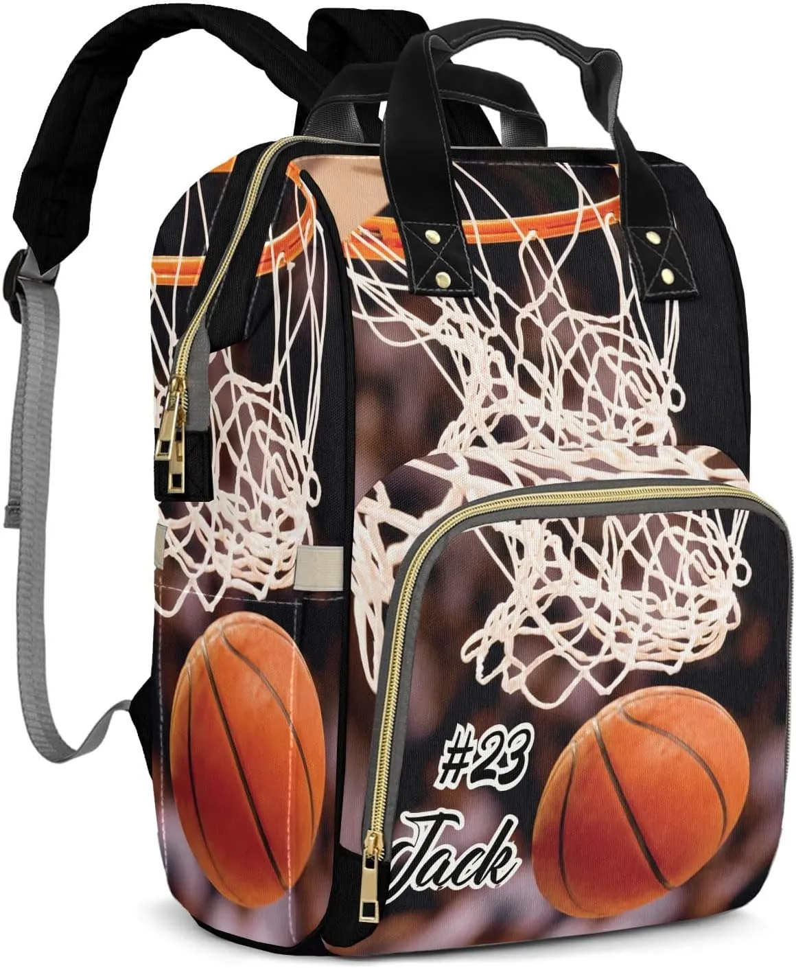 Diaper Bag Basketball Slam Dunk Tote Bags Backpacks Personalized with text Mommy Present for Women Men