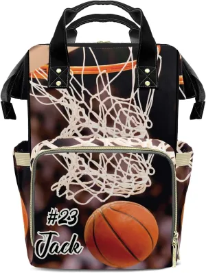 Diaper Bag Basketball Slam Dunk Tote Bags Backpacks Personalized with text Mommy Present for Women Men