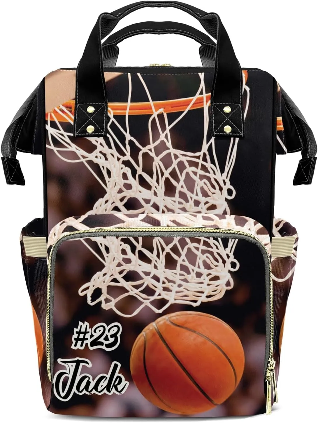 Diaper Bag Basketball Slam Dunk Tote Bags Backpacks Personalized with text Mommy Present for Women Men
