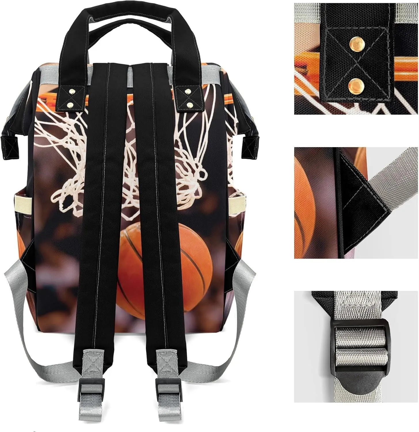 Diaper Bag Basketball Slam Dunk Tote Bags Backpacks Personalized with text Mommy Present for Women Men