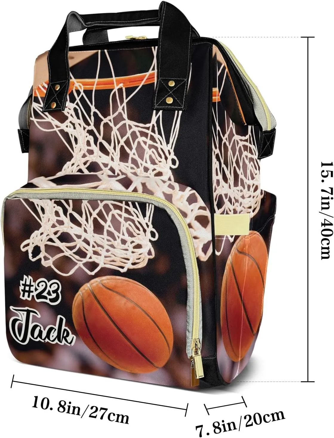 Diaper Bag Basketball Slam Dunk Tote Bags Backpacks Personalized with text Mommy Present for Women Men
