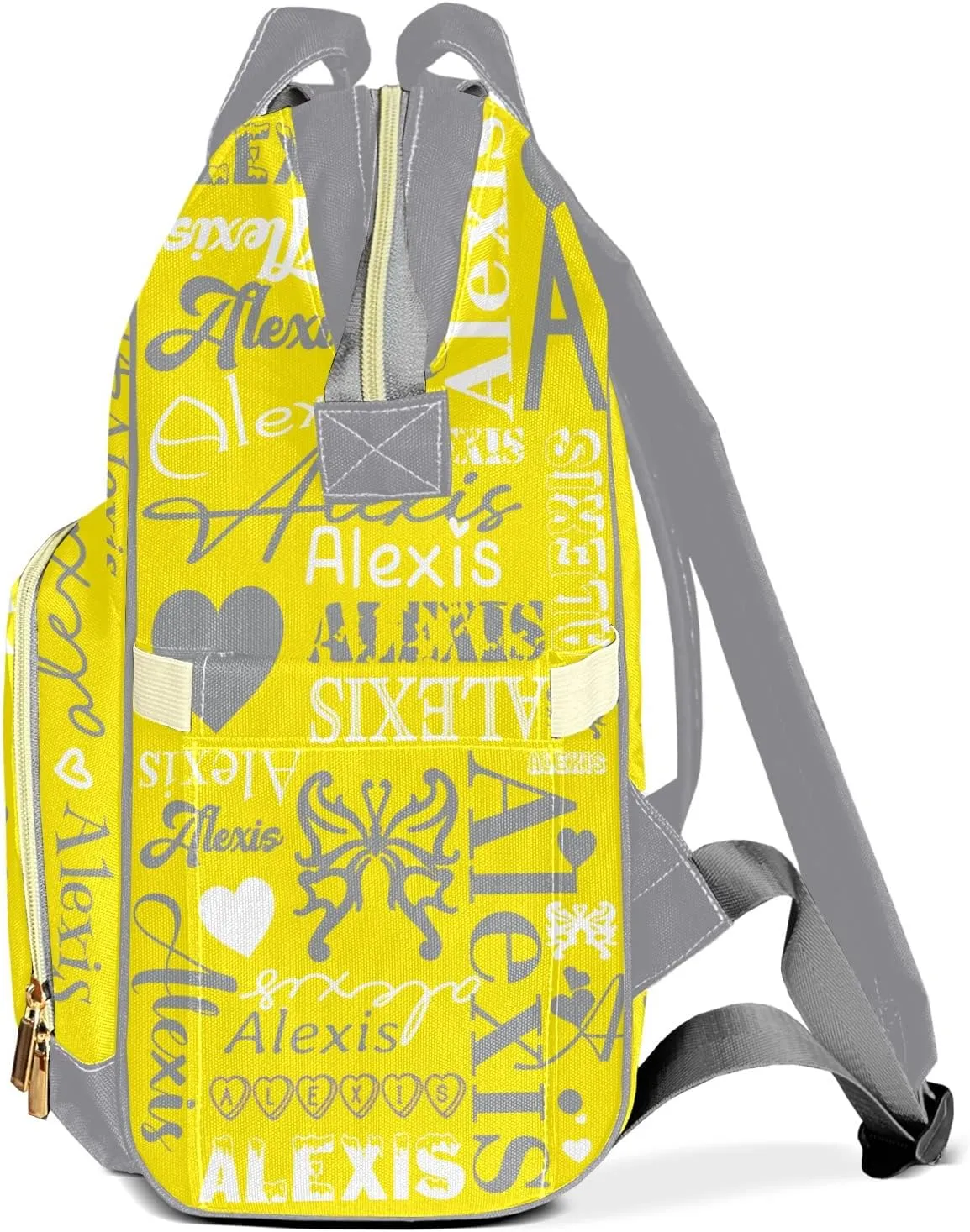 Diaper Bag Yellow Grey Tote Bags Backpacks Custom with Name Mommy Nursing Bags Gift for Teen