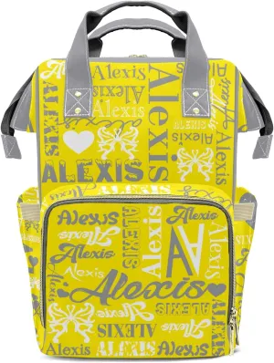 Diaper Bag Yellow Grey Tote Bags Backpacks Custom with Name Mommy Nursing Bags Gift for Teen