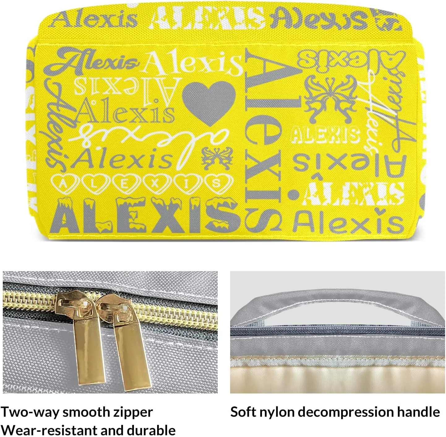 Diaper Bag Yellow Grey Tote Bags Backpacks Custom with Name Mommy Nursing Bags Gift for Teen
