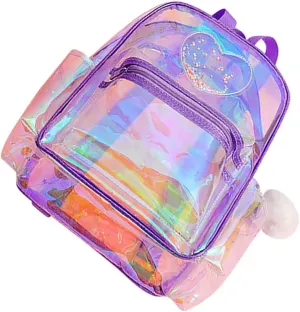 Didiseaon Iridescent Pvc Love Backpack Travel Bag for Women Perfect for Stadium Events Backpacks for Girls Bookbag for Girls