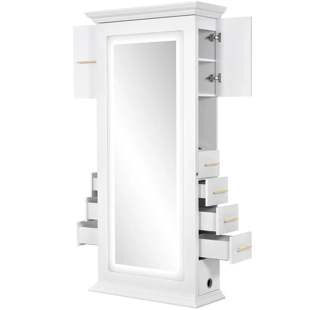 Dir Beauty Salon Led Lighted Single Sided Styling Station Beauty Salon Styling Mirror Adonis in White