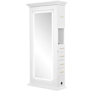 Dir Beauty Salon Led Lighted Single Sided Styling Station Beauty Salon Styling Mirror Adonis in White
