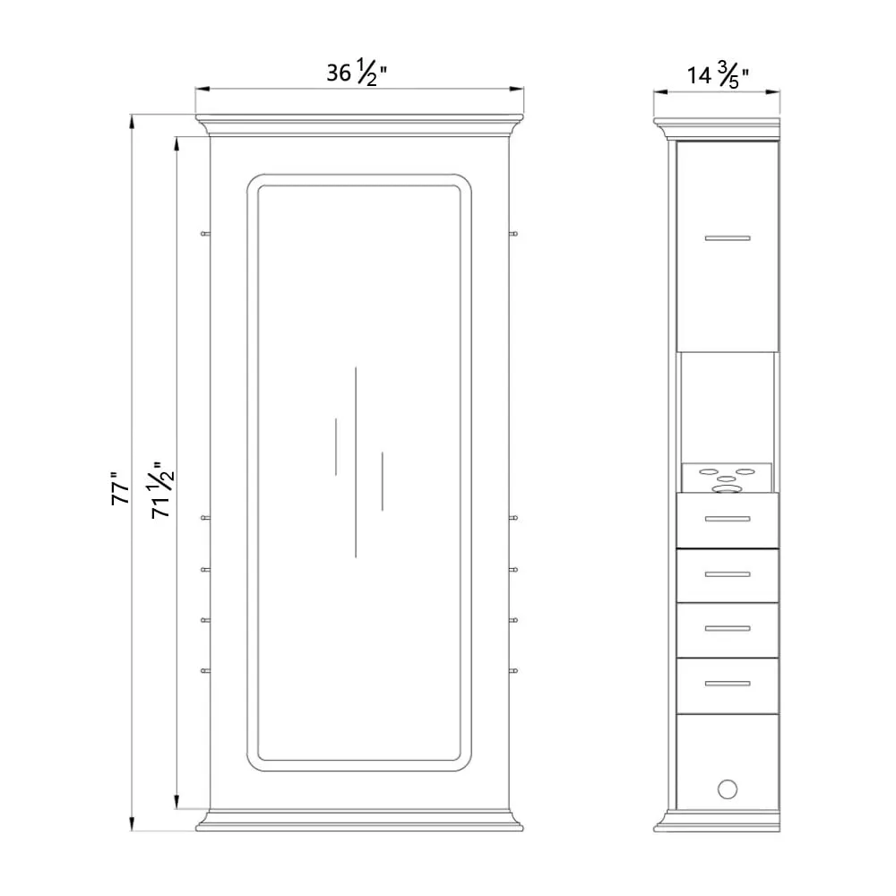Dir Salon Led Lighted Single Sided Styling Station Beauty Salon Styling Mirror ADONIS