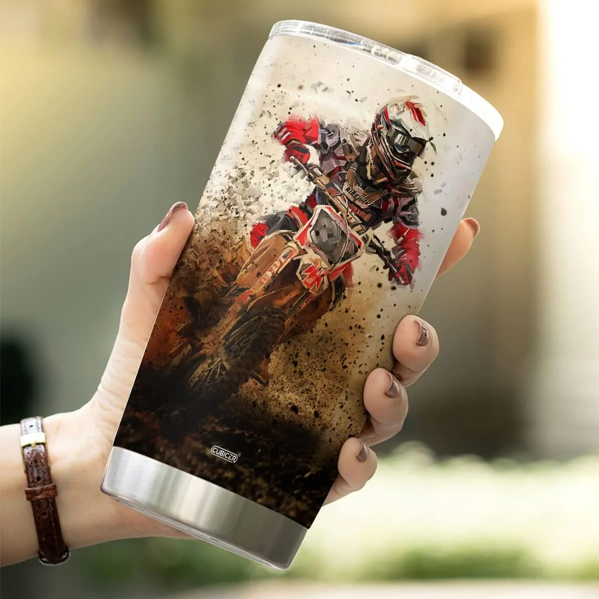 Dirt Bike Coffee Tumblers Insulated Tumbler Gifts For Driving Lover Men Him Dad Papa On Birthday 20 Oz Mug Cup Stainless Steel Travel Mugs Motorcycle Accessories Wine Glass