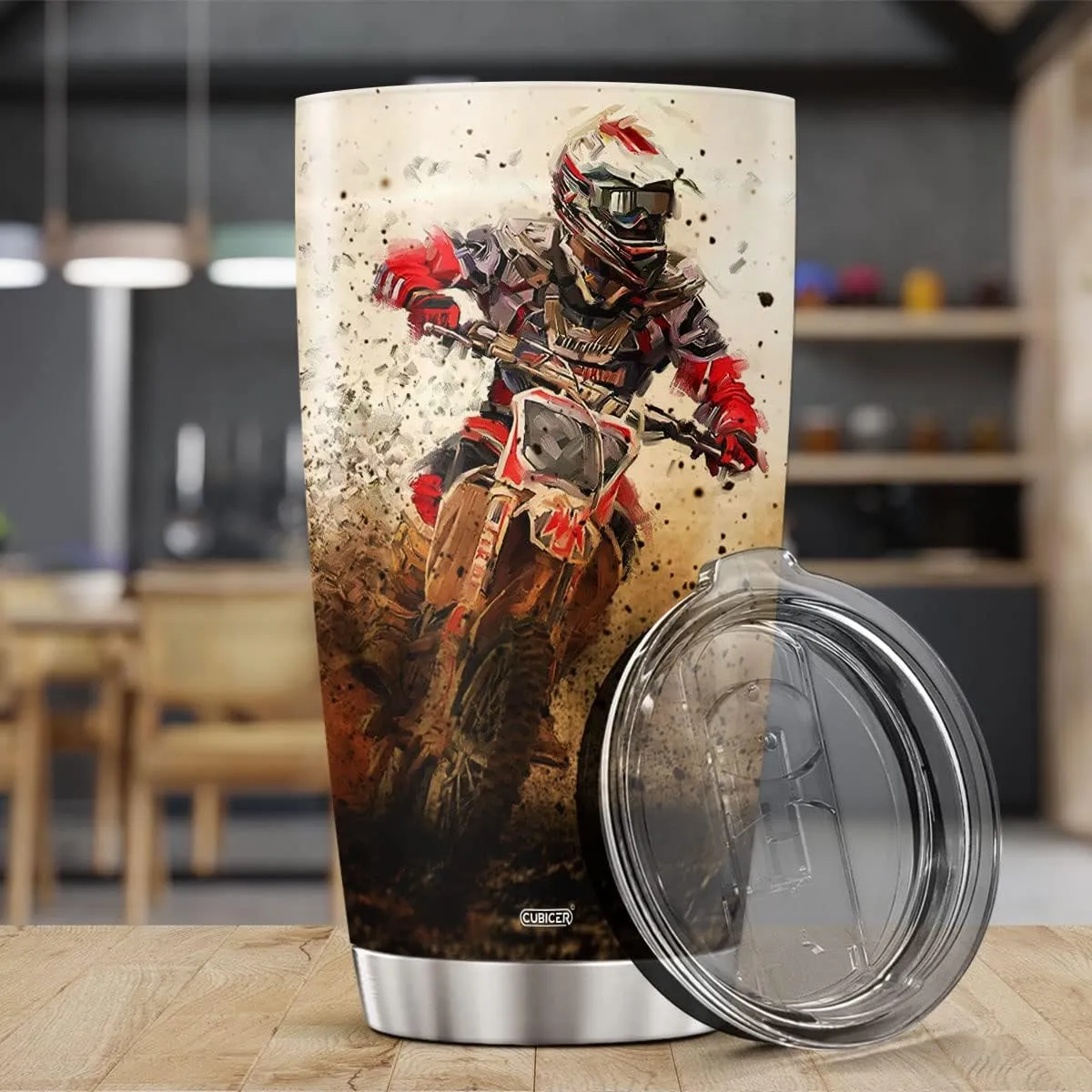 Dirt Bike Coffee Tumblers Insulated Tumbler Gifts For Driving Lover Men Him Dad Papa On Birthday 20 Oz Mug Cup Stainless Steel Travel Mugs Motorcycle Accessories Wine Glass