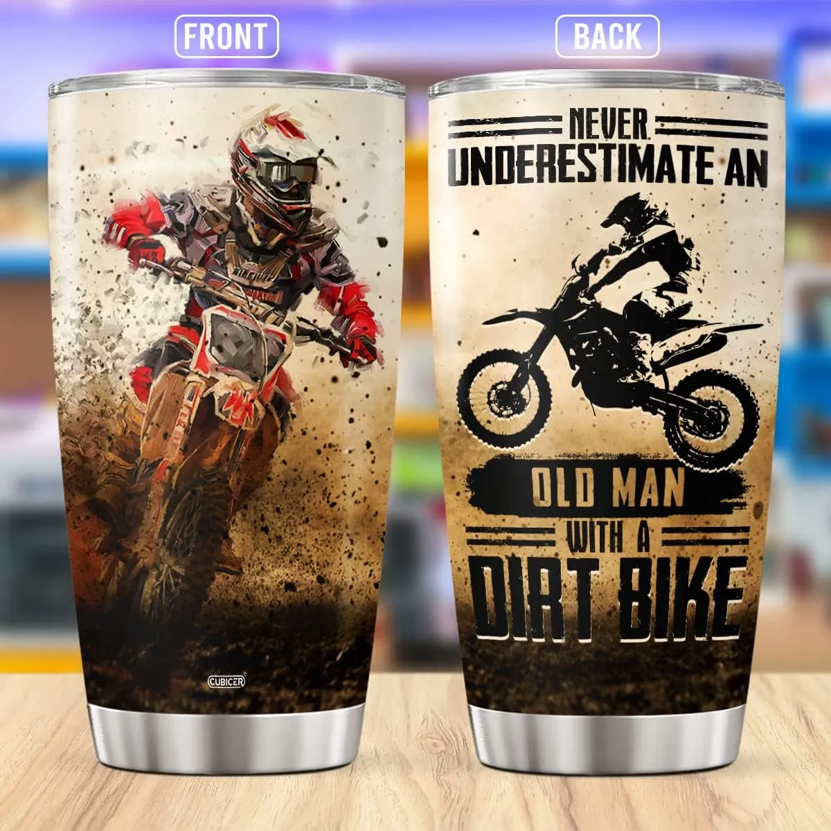 Dirt Bike Coffee Tumblers Insulated Tumbler Gifts For Driving Lover Men Him Dad Papa On Birthday 20 Oz Mug Cup Stainless Steel Travel Mugs Motorcycle Accessories Wine Glass