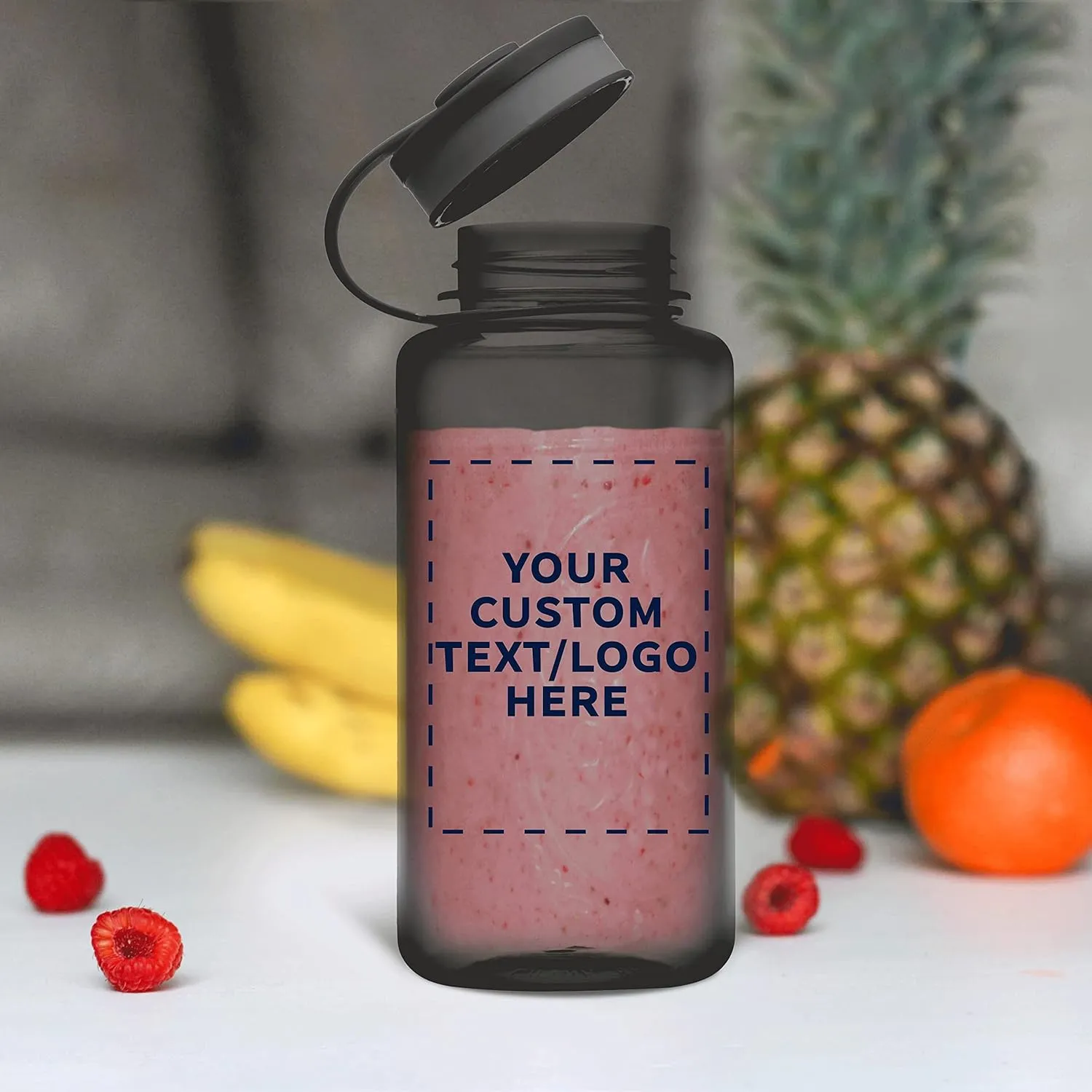 DISCOUNT PROMOS Custom Plastic Sports Water Bottles with Flip Lid 38 oz. Set of 50, Personalized Bulk Pack - Great for Gym, Hiking, Cycling, Camping, Backpacking, School - Orange
