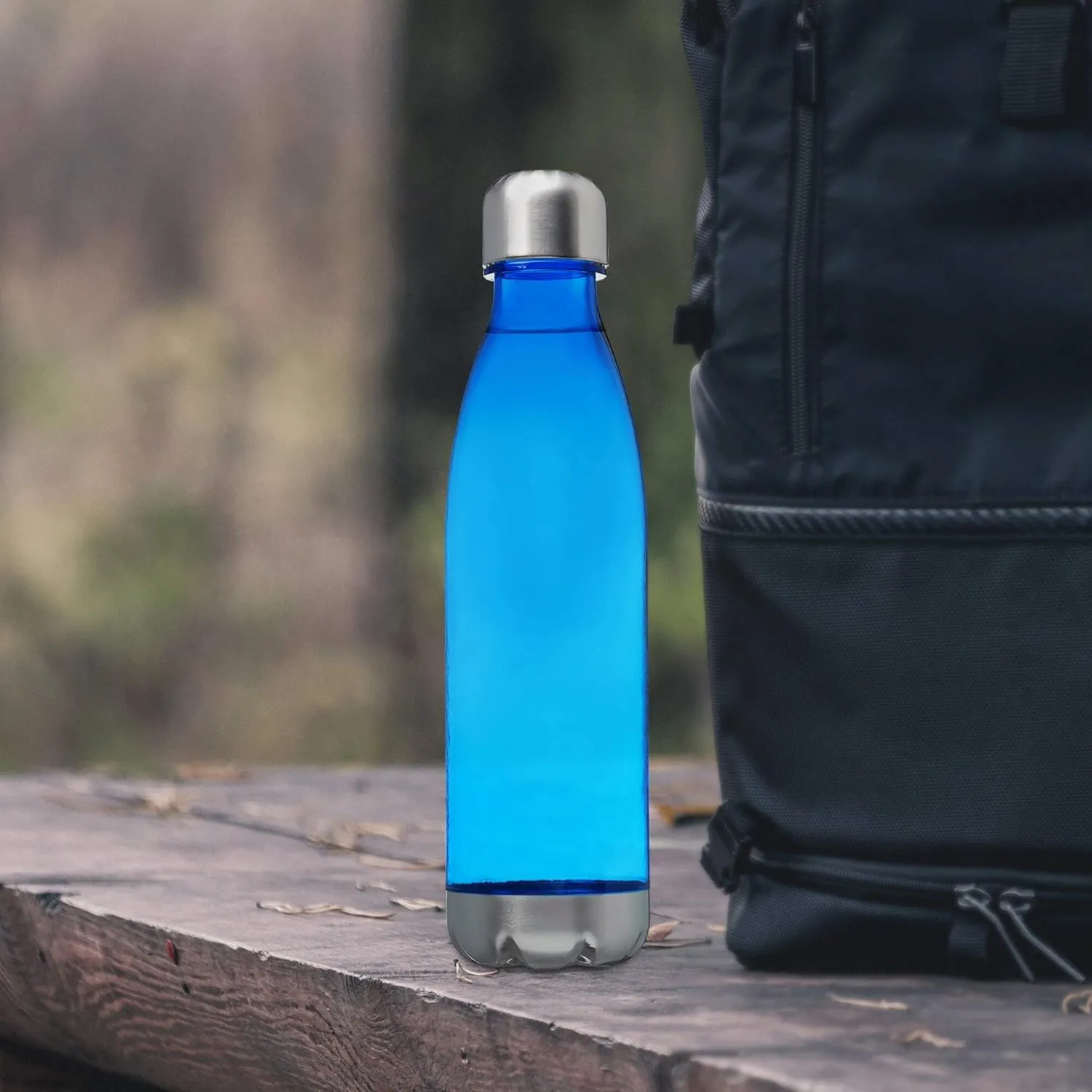 DISCOUNT PROMOS Levian Cola Shaped Plastic Bottles 25 oz. Set of 10, Bulk Pack - BPA Free, Great for Gym, Hiking, Cycling, Yoga and More - Blue