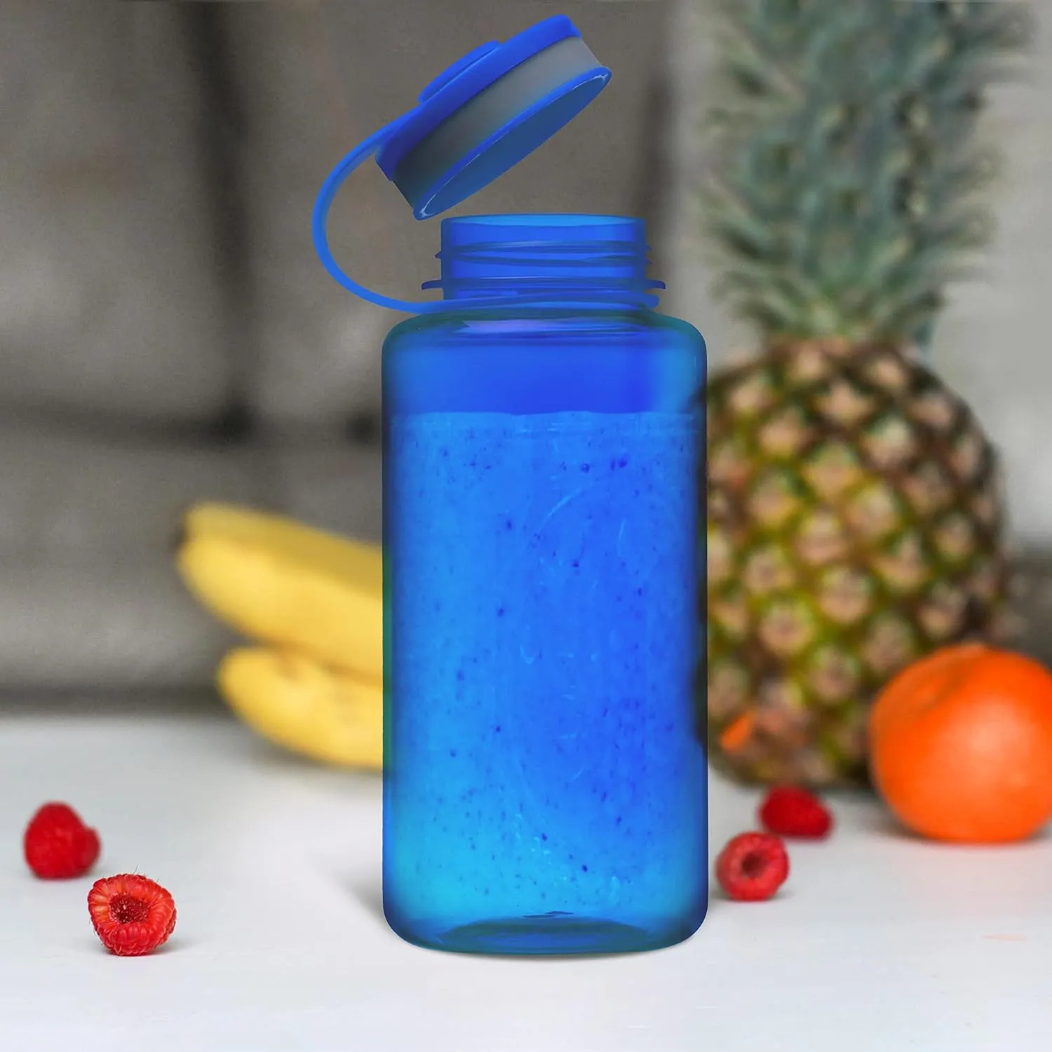DISCOUNT PROMOS Plastic Sports Water Bottles with Flip Lid 38 oz. Set of 10, Bulk Pack - Great for Gym, Hiking, Cycling, Camping, Backpacking, School - Blue