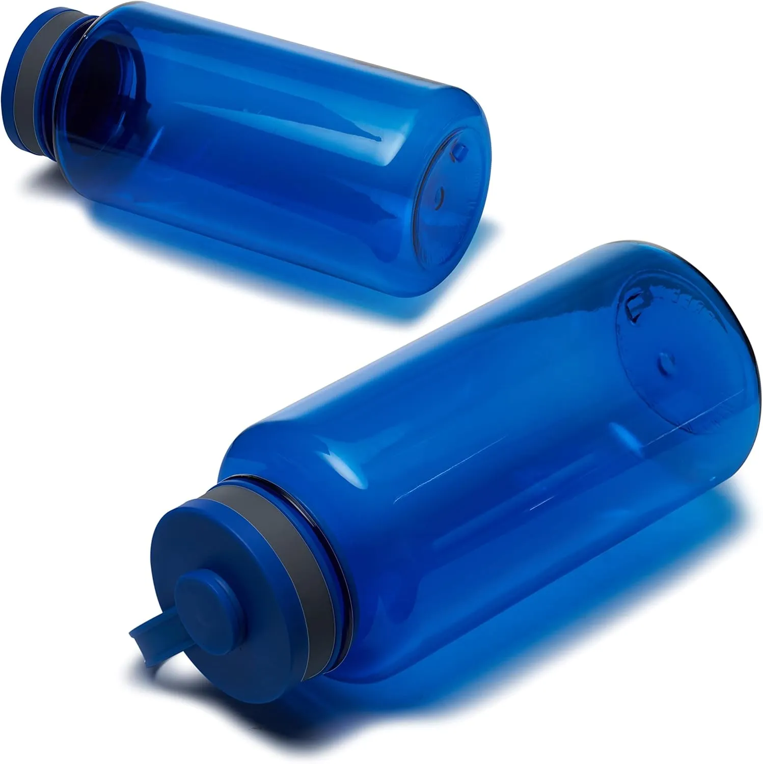 DISCOUNT PROMOS Plastic Sports Water Bottles with Flip Lid 38 oz. Set of 10, Bulk Pack - Great for Gym, Hiking, Cycling, Camping, Backpacking, School - Blue