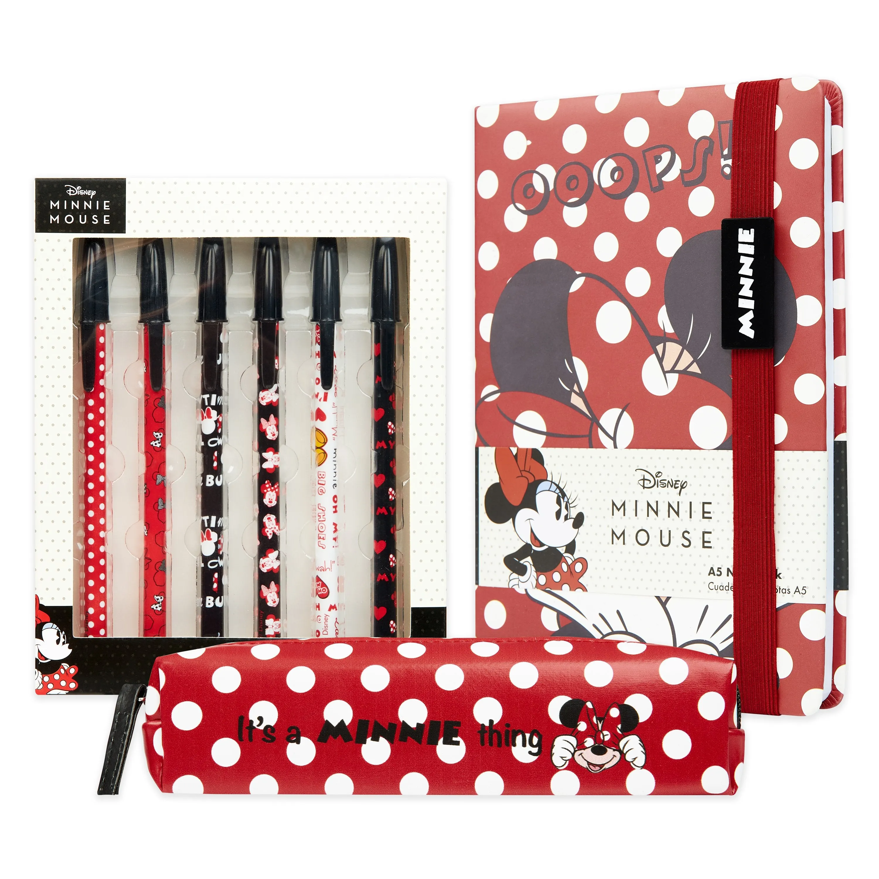 Disney Notebook, Pencil Case & Pen Set, School Supplies, Minnie Mouse Gifts For Girls
