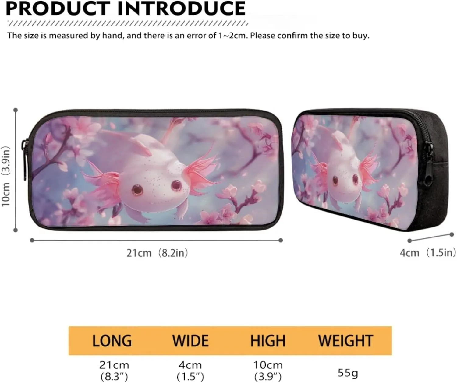DISNIMO Axolotl Kids Backpacks for Girls Cherry Blossom Backpack and Lunch Box Set for Middle School Elementary Student Bookbag Cute Children's Schoolbag Set of 3 Pink Mochilas Para NiñA