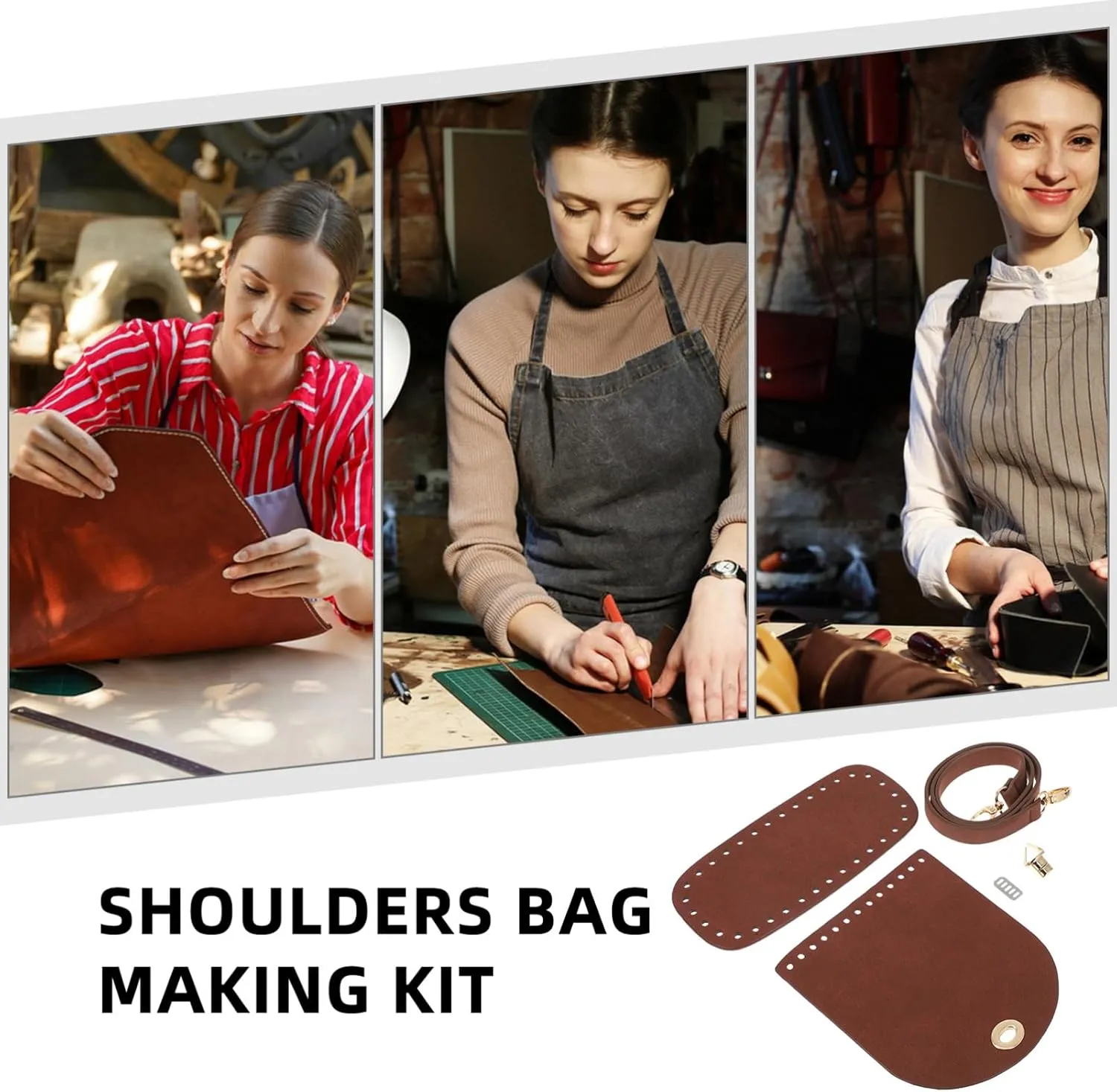 DIYEAH DIY Woven Shoulder Bag Kit Straw Tote Handbag Making Supplies Pu Bag Crafting Set