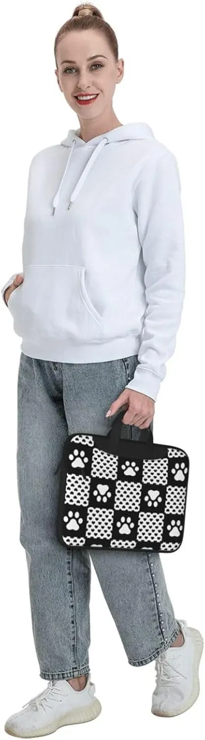 Dog Paw Seamless Pattern Laptop Bag Classic Slim Briefcase Messenger Bag, Spacious, Ergonomic