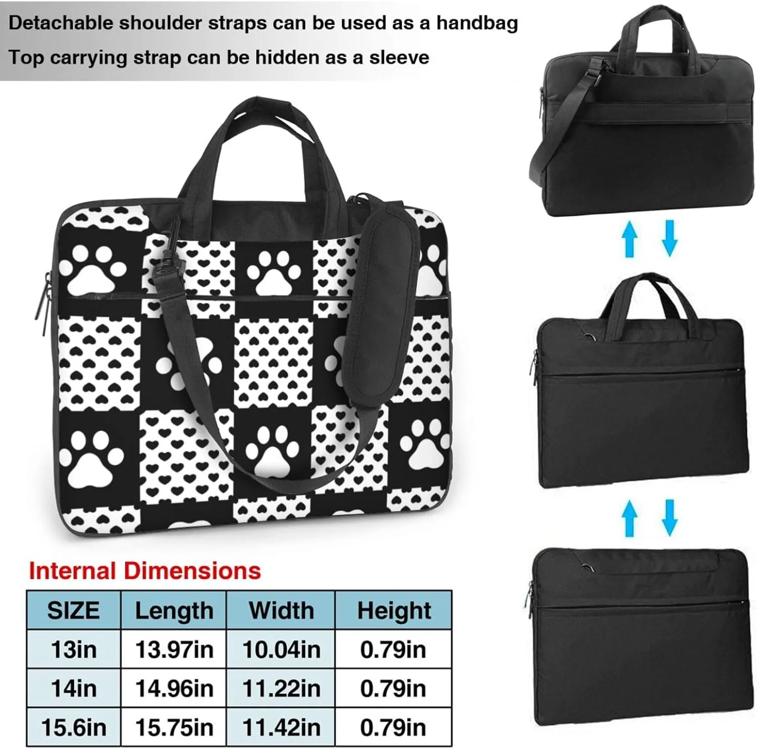 Dog Paw Seamless Pattern Laptop Bag Classic Slim Briefcase Messenger Bag, Spacious, Ergonomic