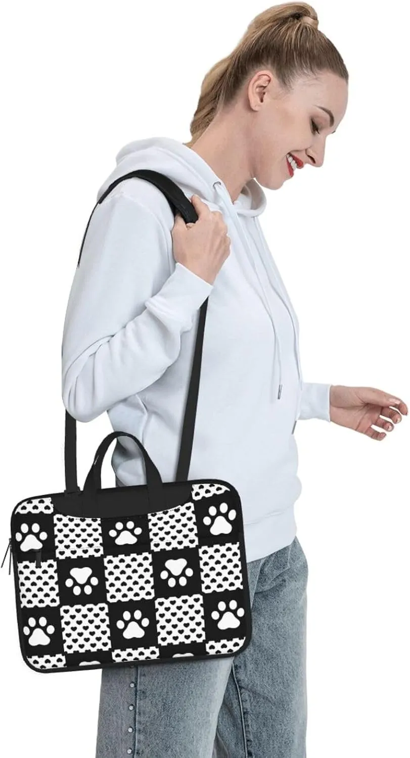 Dog Paw Seamless Pattern Laptop Bag Classic Slim Briefcase Messenger Bag, Spacious, Ergonomic