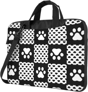 Dog Paw Seamless Pattern Laptop Bag Classic Slim Briefcase Messenger Bag, Spacious, Ergonomic