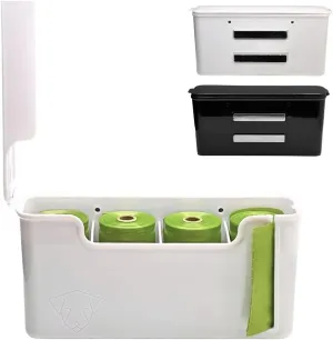 Dog Poop Bag Dispenser - Magnetic Mount - Indoor/Outdoor - Wall Mount - Waste Bag Dispenser - Magnet - Screw-on - Storage - Container   60 Waste Bags (Storm White)