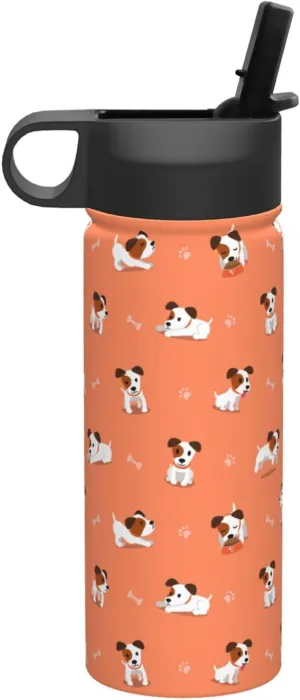 Dog with big bones Print Flask Stainless Steel Water Bottle with Straw 18OZ FOR Outdoor Gym Commute