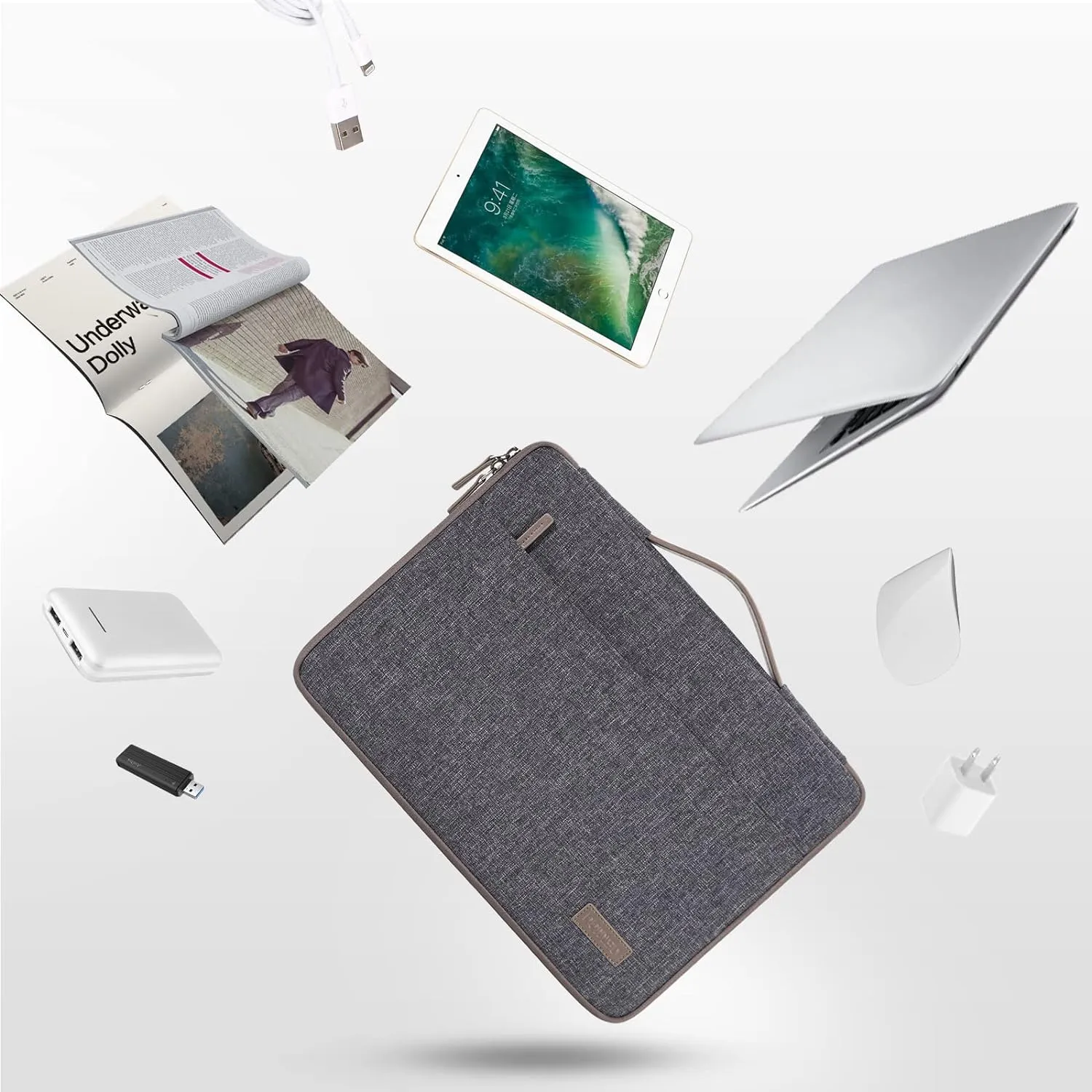 DOMISO 14 inch Laptop Sleeve Case Waterproof Carrying Bag for 14" Notebook/Chromebook S330/ThinkPad A475 A485 E485 T480s/HP ProBook 640 645 G4/Dell Inspiron 5482 5490 Chromebook 14,Dark Grey