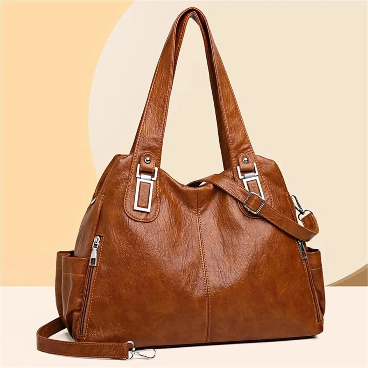 Double Layer Zipper Shoulder Handbag Large Capacity Shoulder Crossbody Bag Luxury Designer Messenger Bag