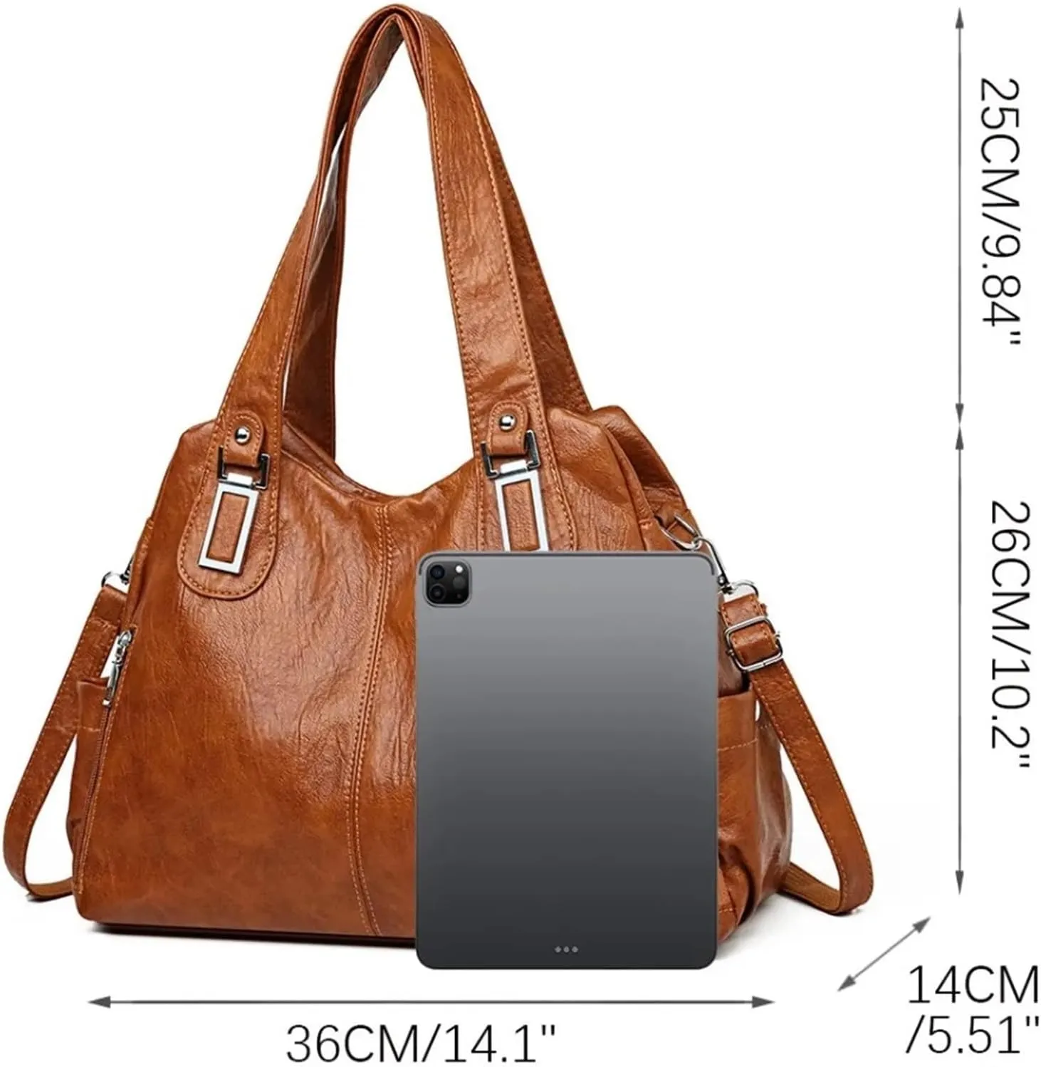 Double Layer Zipper Shoulder Handbag Large Capacity Shoulder Crossbody Bag Luxury Designer Messenger Bag