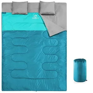 Double Sleeping Bag for Adults w/ 2 Pillows-All Season Queen Size
