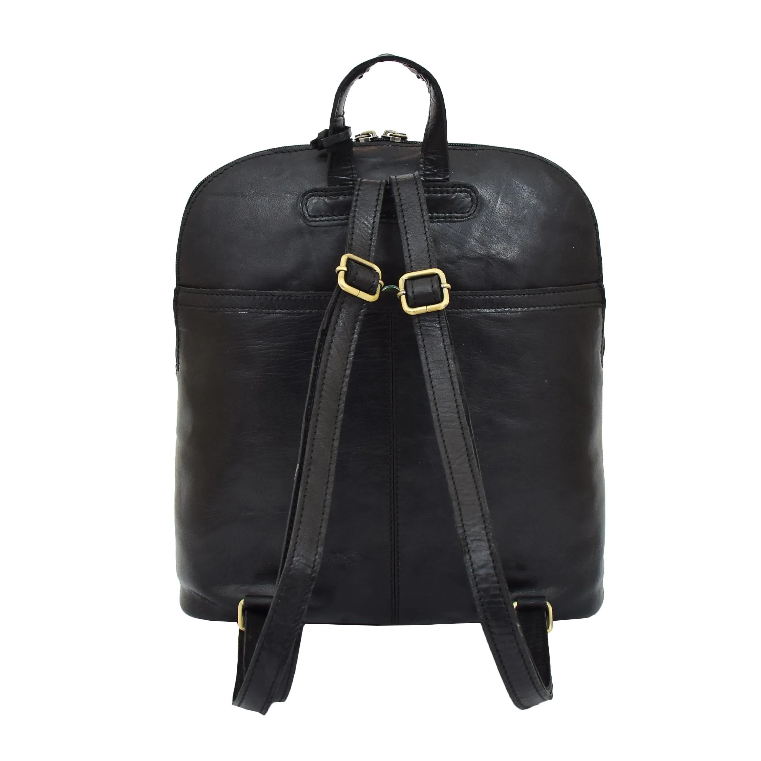 DR285 Women's Leather Casual Mid Size Backpack Black