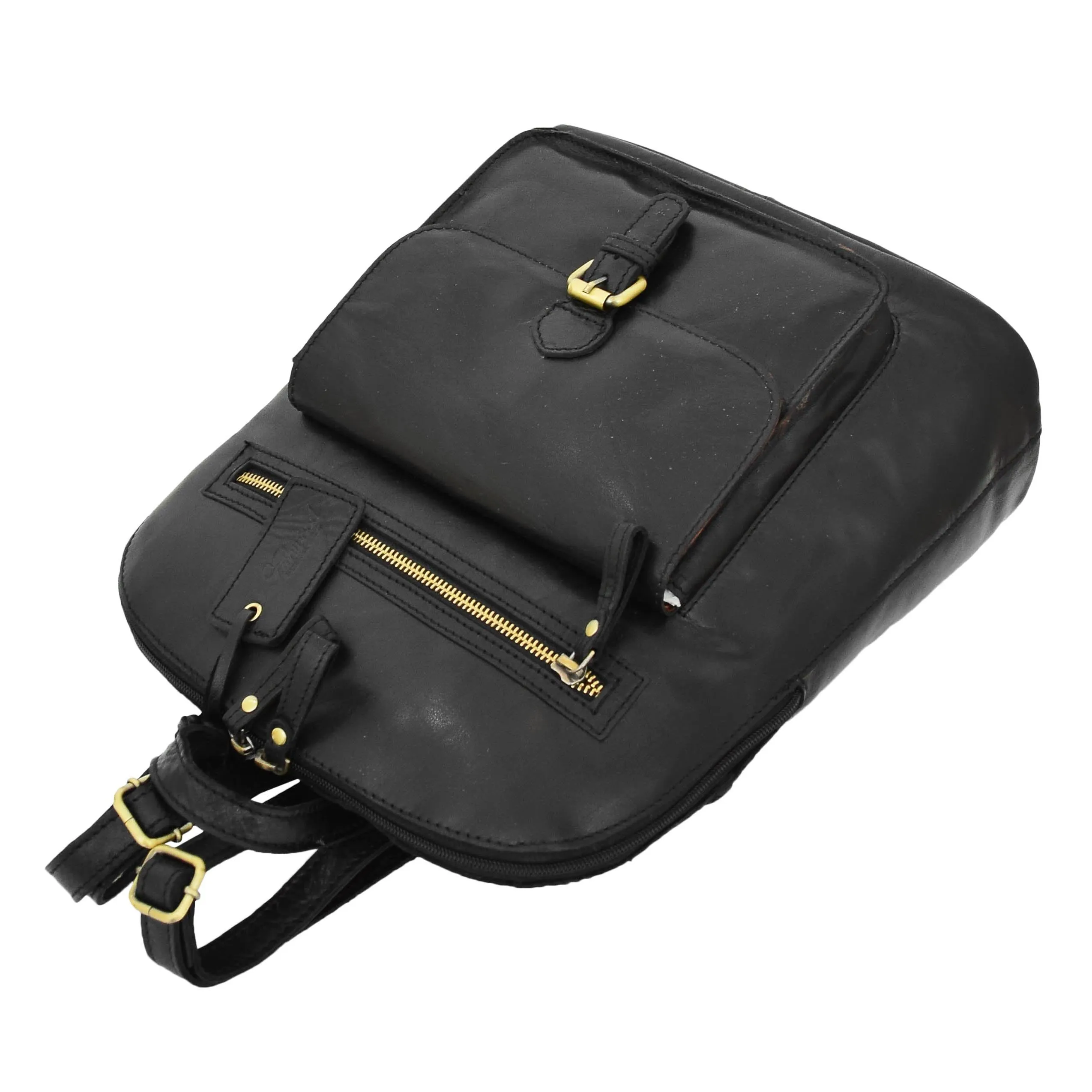 DR285 Women's Leather Casual Mid Size Backpack Black