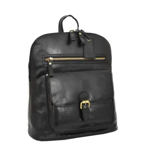 DR285 Women's Leather Casual Mid Size Backpack Black