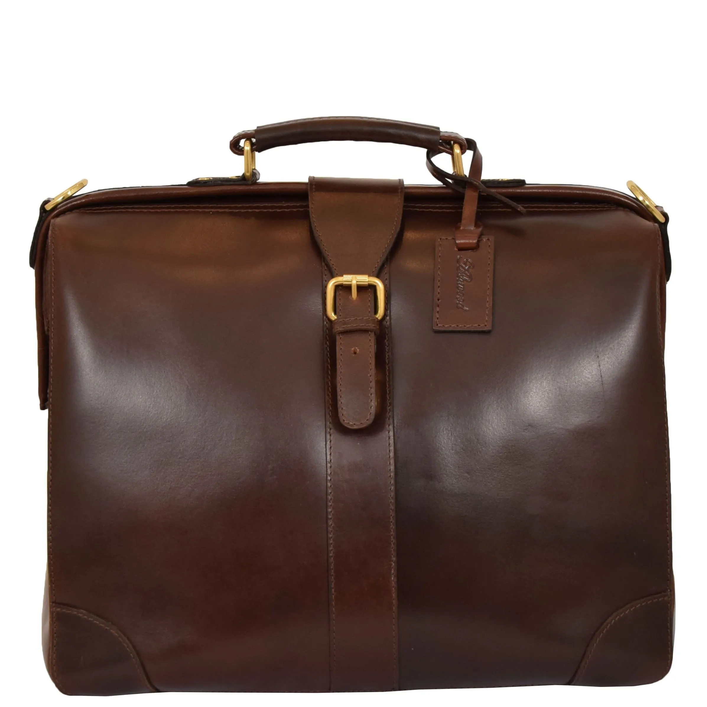 DR601 Men's Classic Leather Cross Body Doctors Briefcase Bag Brown
