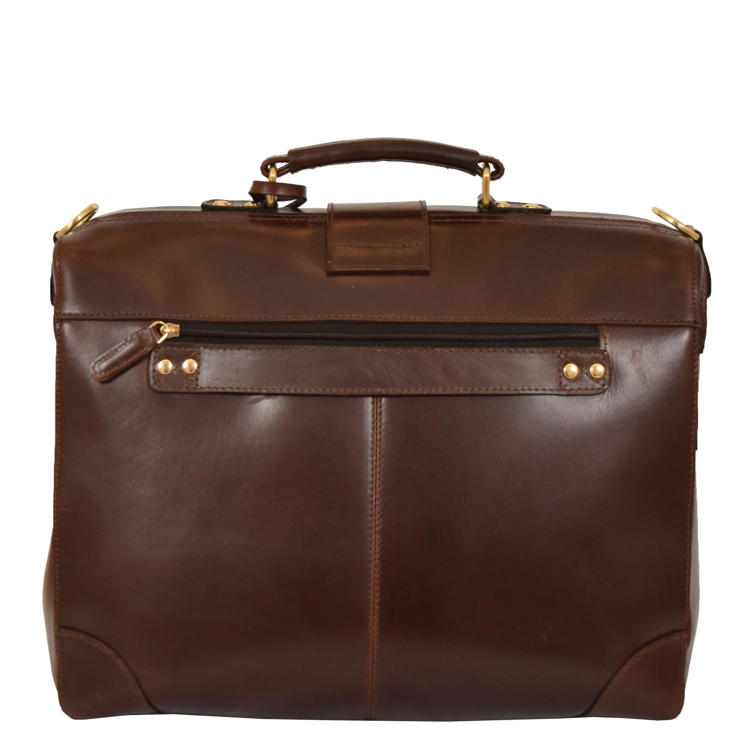 DR601 Men's Classic Leather Cross Body Doctors Briefcase Bag Brown