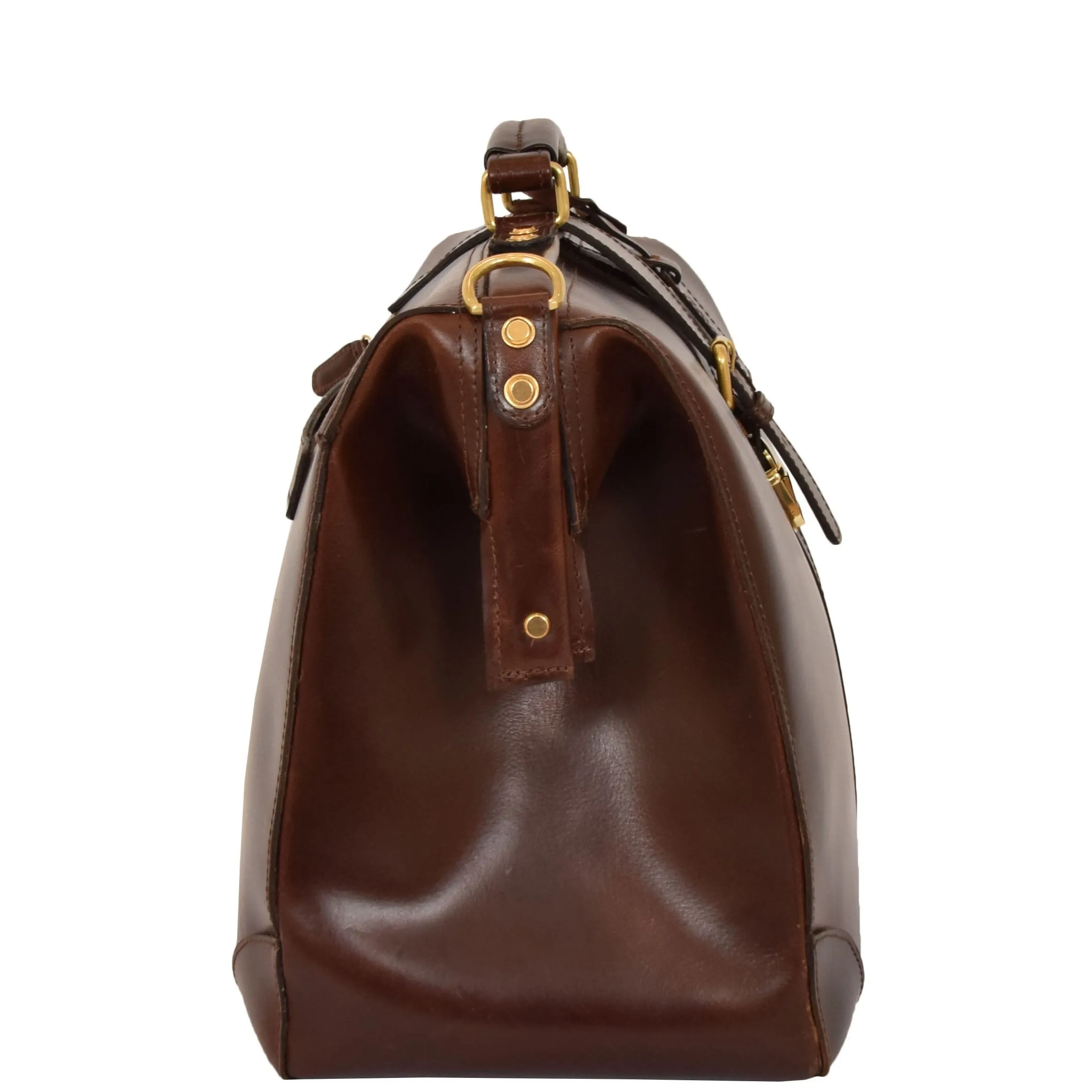 DR601 Men's Classic Leather Cross Body Doctors Briefcase Bag Brown
