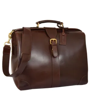 DR601 Men's Classic Leather Cross Body Doctors Briefcase Bag Brown