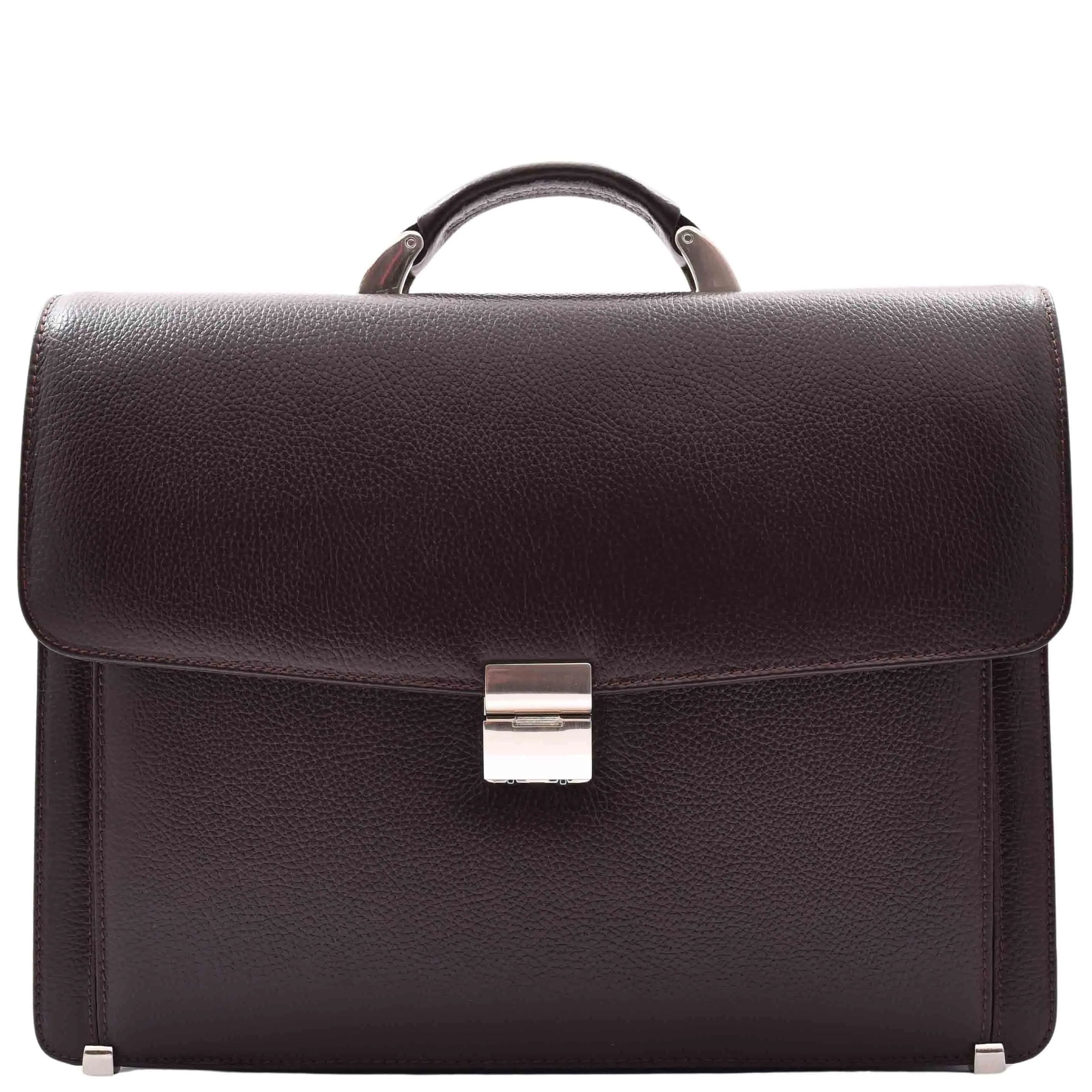 DR602 Men's Classic Leather Executive Briefcase Bag Brown