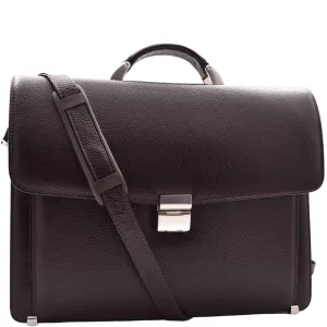 DR602 Men's Classic Leather Executive Briefcase Bag Brown