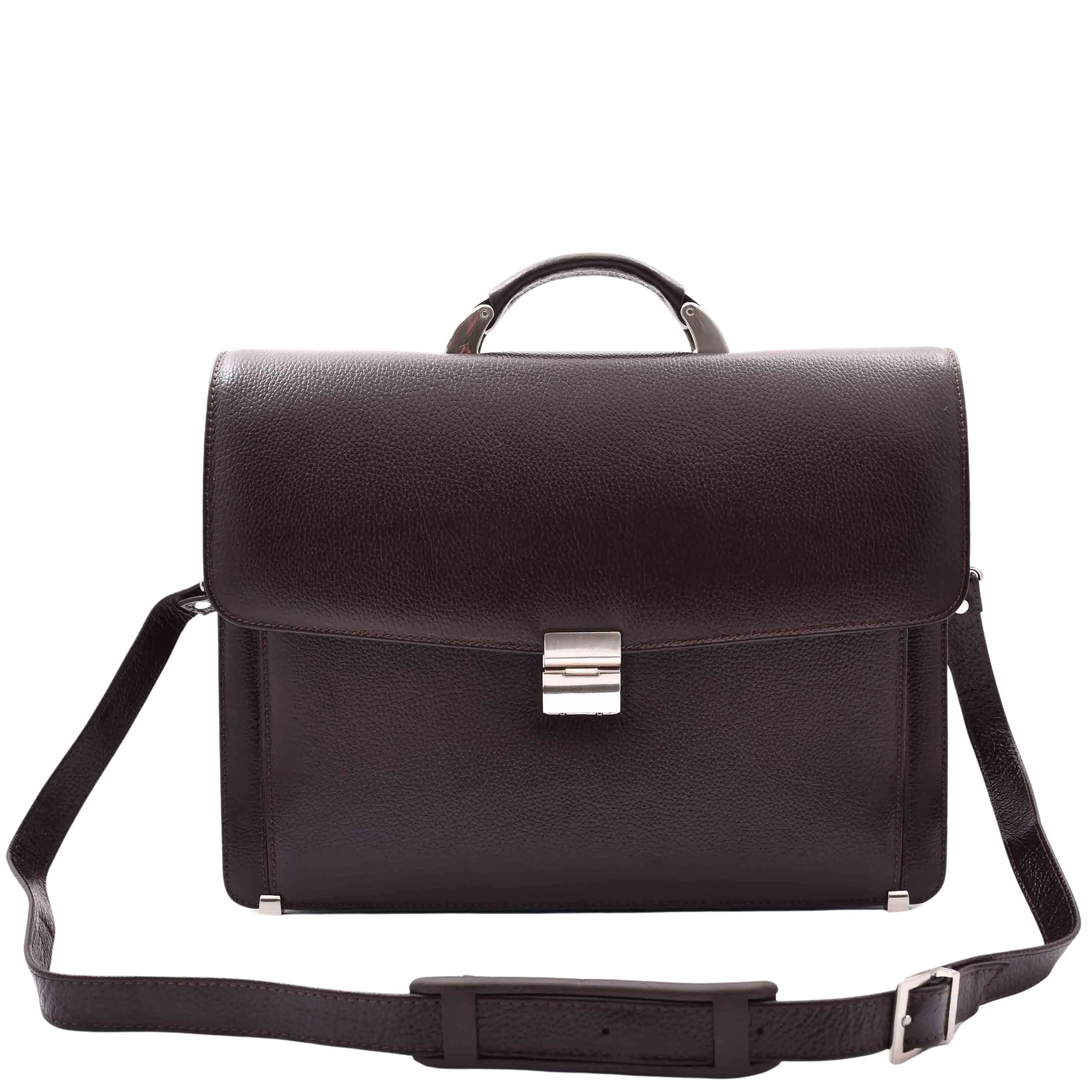 DR602 Men's Classic Leather Executive Briefcase Bag Brown