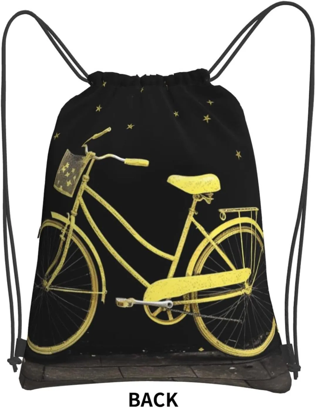 Drawstring Bag Gym Sack Drawstring Backpack Sport Gym Sack Cinch Bag Zebra Print Sport Bags for Travel, Yellow Bike, One Size